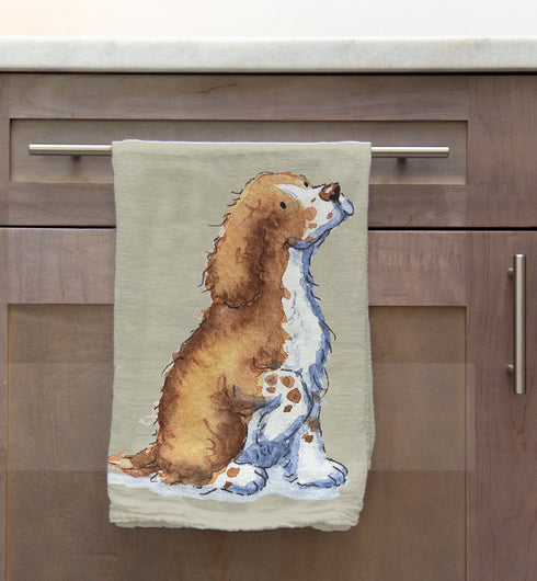 Cocker Liver & White Tea Towel